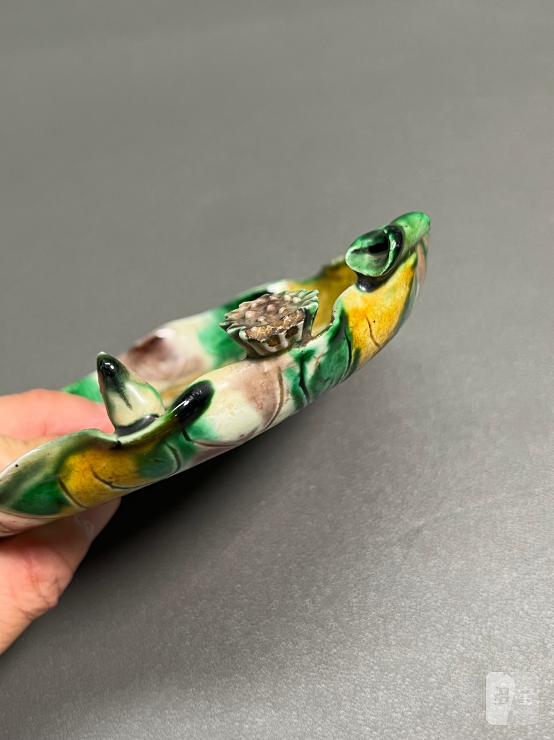 清康熙  虎皮三彩荷叶洗 - 图16